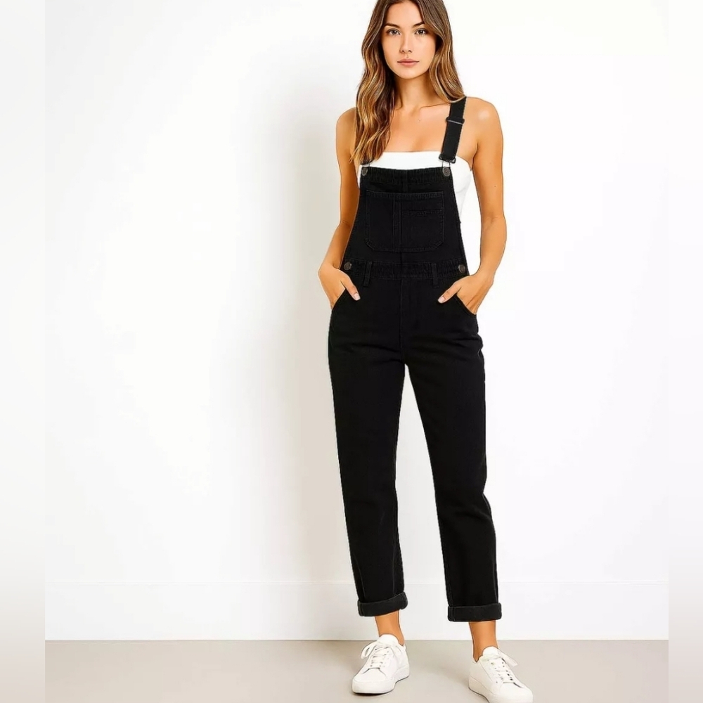 VIP Jeans denim stretchy straight leg overalls with removeable straps size 9/10